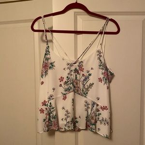 Floral Print White Tank Top